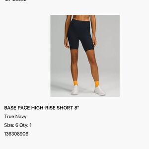 Lulu🍋 Base Pace High Rise Short 8”
